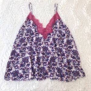 INTIMATELY FREE PEOPLE PAISLEY CHIFFON LACE CAMI